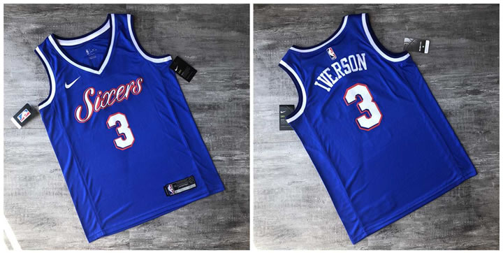 76ers 3 Allen Iverson Blue Printed Nike Swingman Jersey,We sell and wholesale 76ers 3 Allen Iverson Blue Printed Nike Swingman Jersey on line form chian!